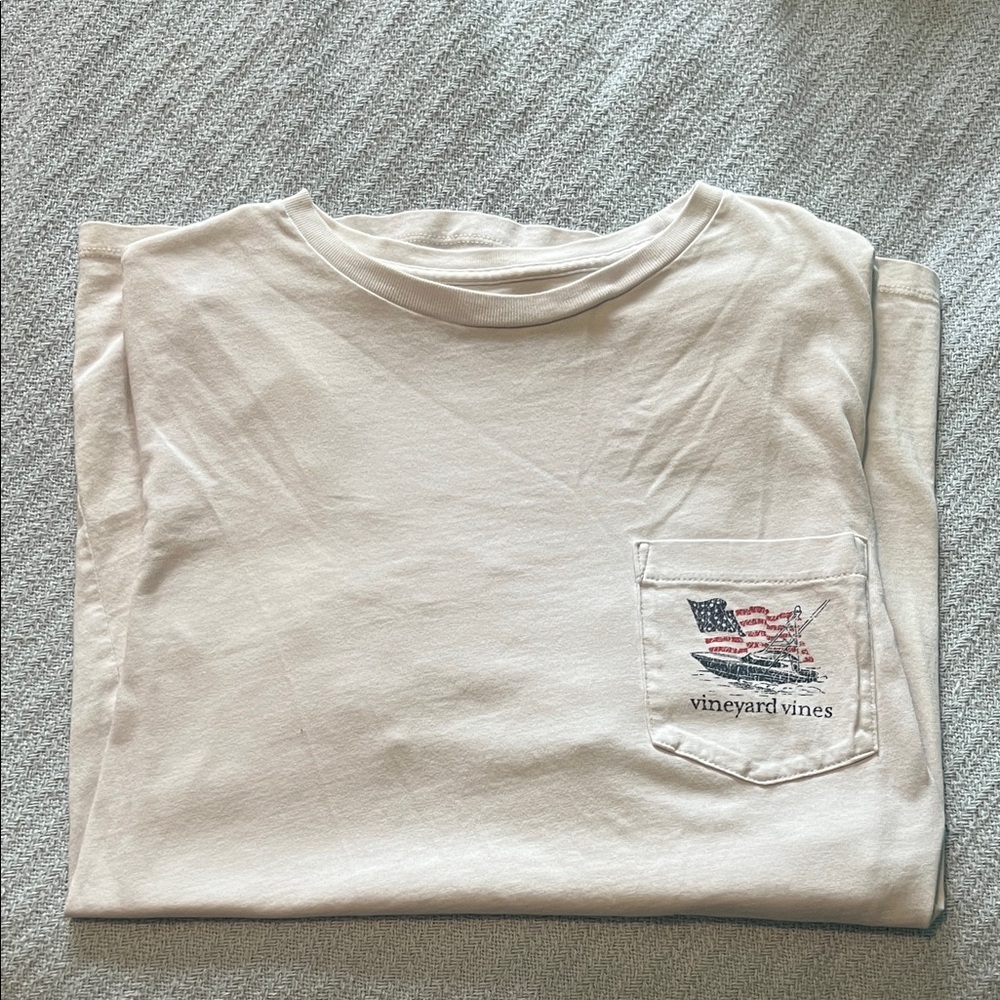 Vineyard Vines Short-Sleeve Pocket Tee with Flag & Boat Graphic